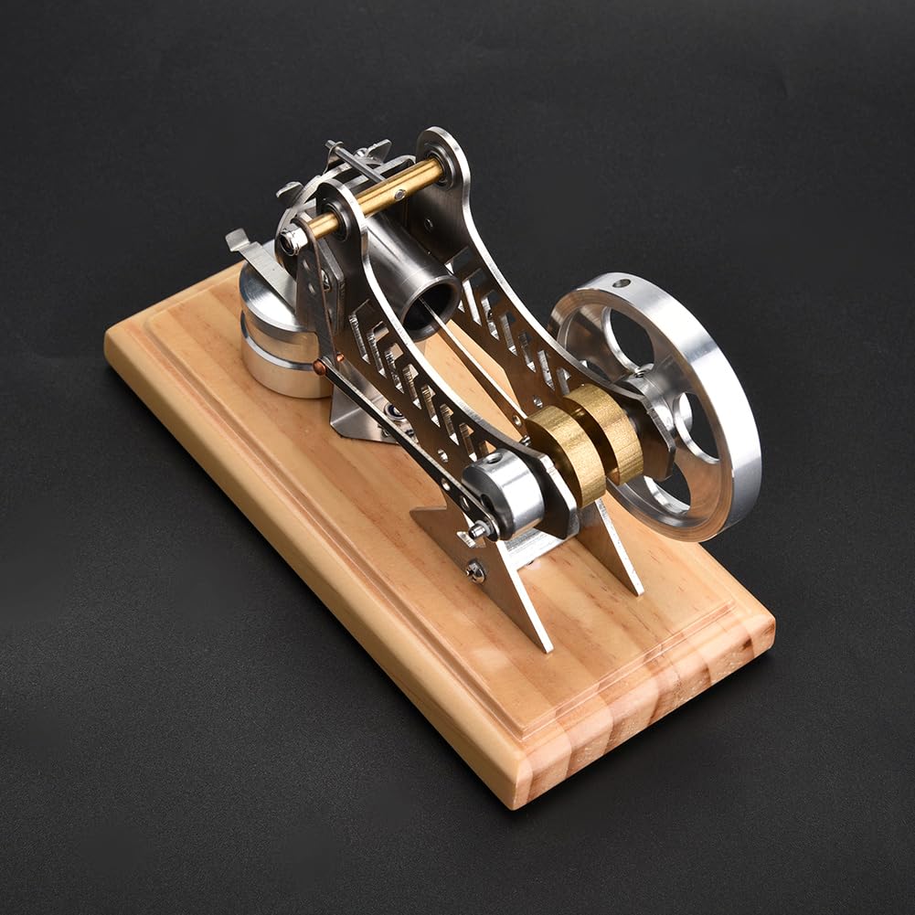 Mumusuki Motore Stirling in Legno + Metallo, Motore Stirling Ad Aria a LED Modello Generatore di Corrente Elettrica Educazione Divertente per Dimostrazione e Ricerca