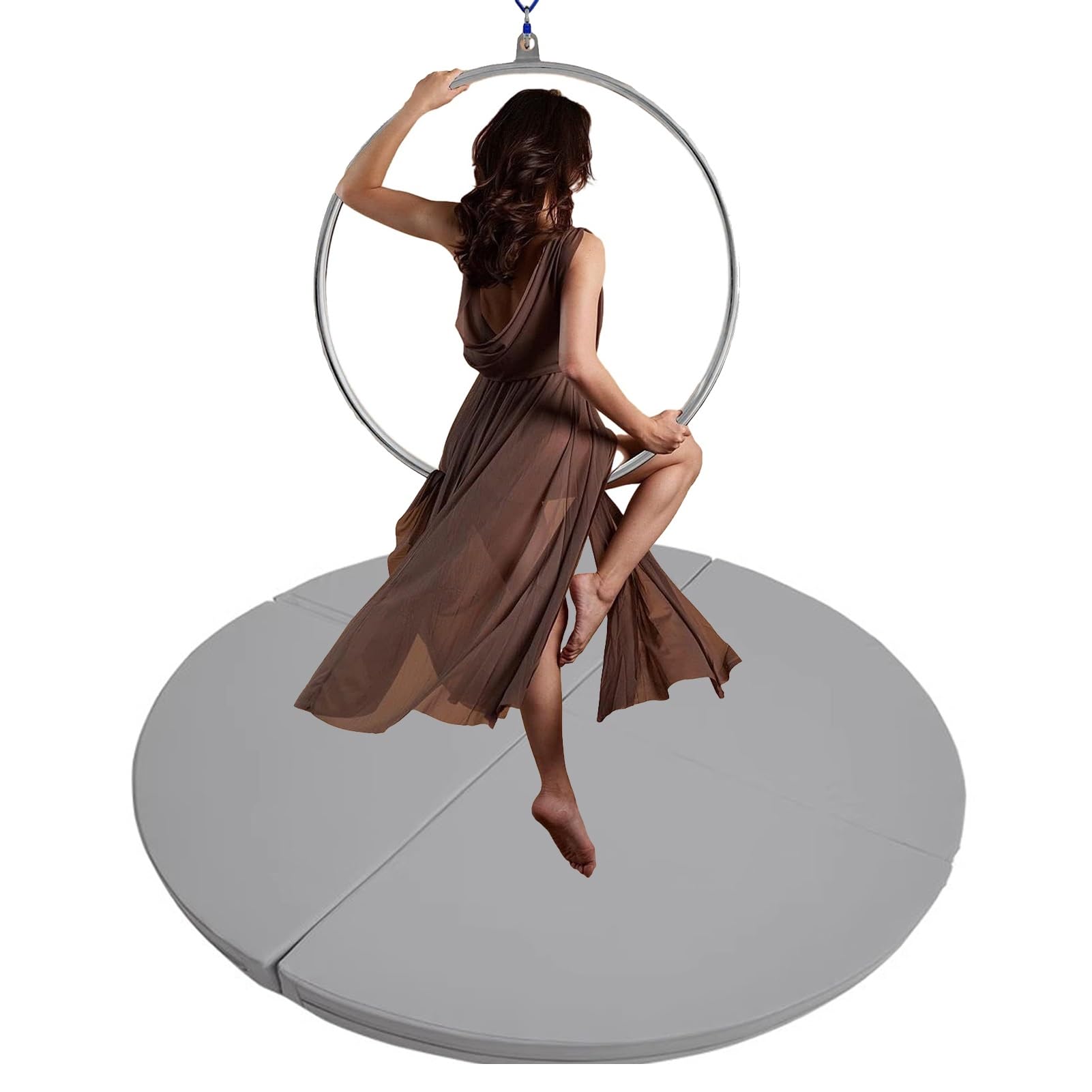 Generisch Pole-Dance mata Crashpad o grubości 10 cm do aerial Lyra Hoop, mata gimnastyczna na drążku do tańca, składana mata do jogi antykolizyjna, 150 cm x 5 cm – szara, bezpieczna i trwała