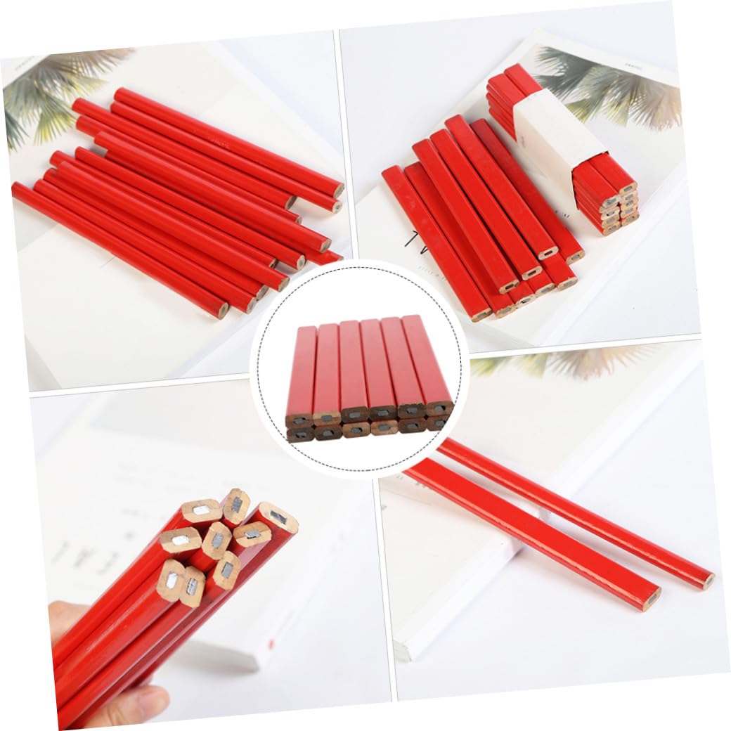 Matite Piatte in Legno Rosse Per Carpentiere Set Da Edilizia Antirotolamento Per Marcatura Su Legno E Materiali Da Costruzione