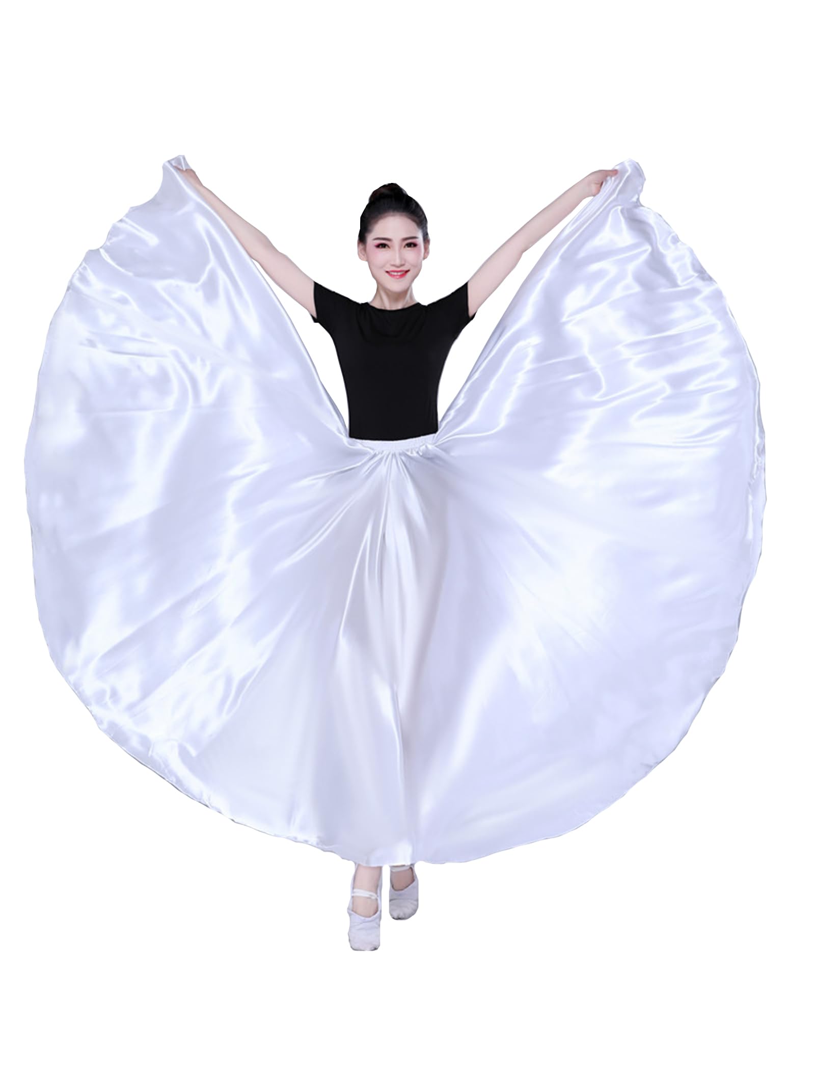 Falda de danza hasta el tobillo, faldas de danza del vientre, falda de danza para mujer, disfraz moderno, maxi faldas para bailarina, 360 ° 540 ° 720 °