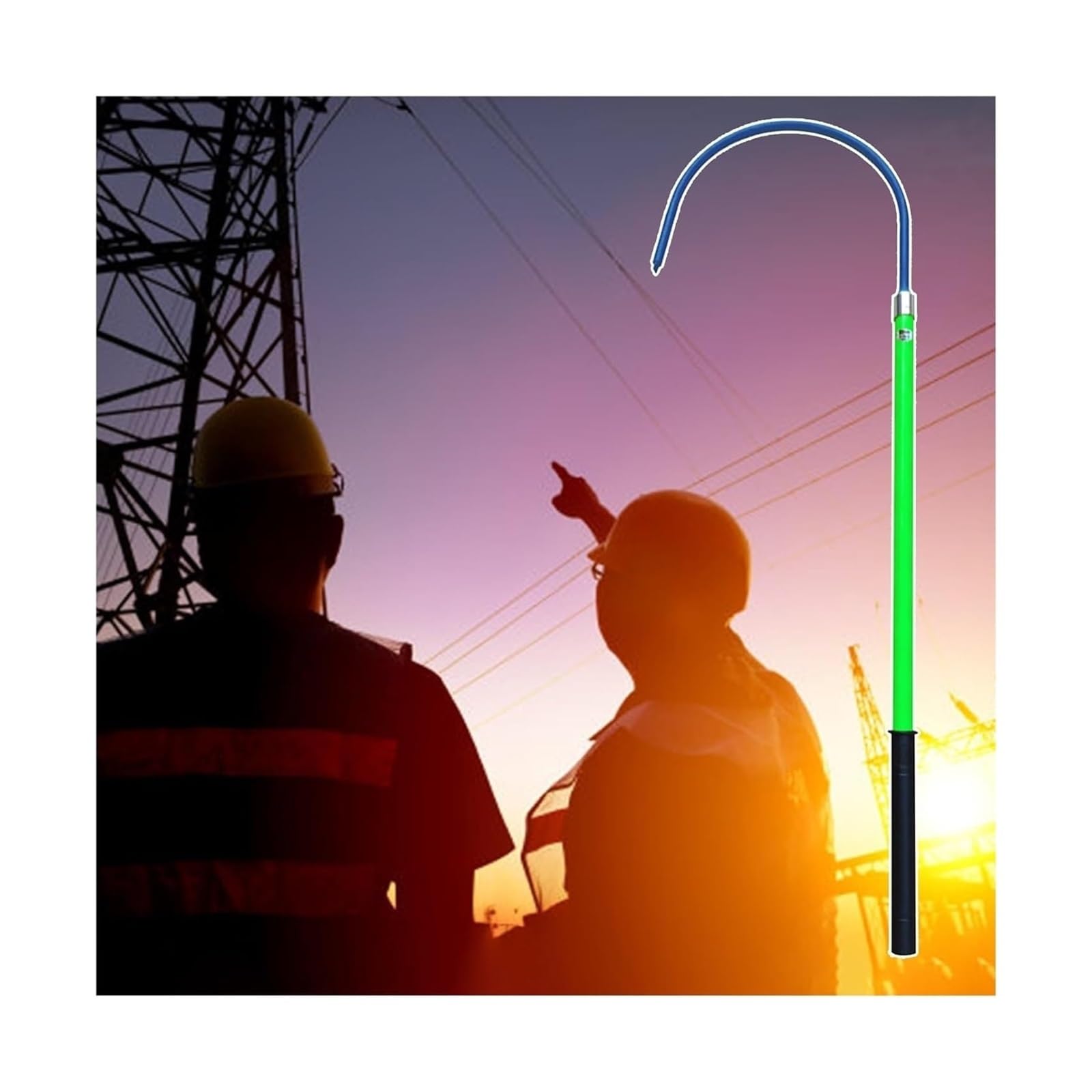 High-Voltage Rescue Pole, Rescue Hook, Insulated Electrical Rescue Hook For Commercial Use With Fiberglass Handle For Electricians/Overhead Line Workers, Load Capacity 22,Green-1M/39.4IN/3.3FT