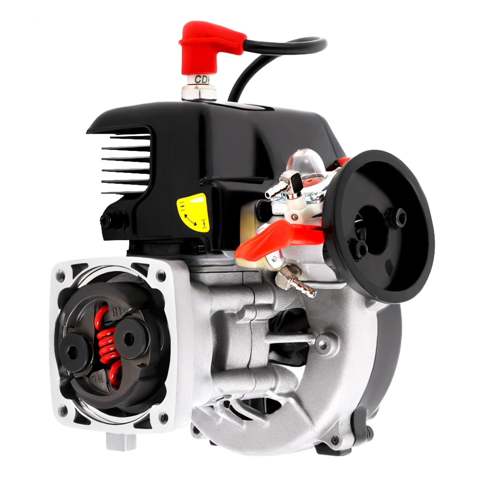 CAIHAOA 30.5CC Four-Point Fixed Engine, 2300W 2 Stroke Gasoline Engine Forced Air Cooling Hand Puller Start RC Car 4 Bolt Motor for HPI Baja 5b 5T King Motor LOSI FG GoPed (1.76/9000N.m/rev Torque)
