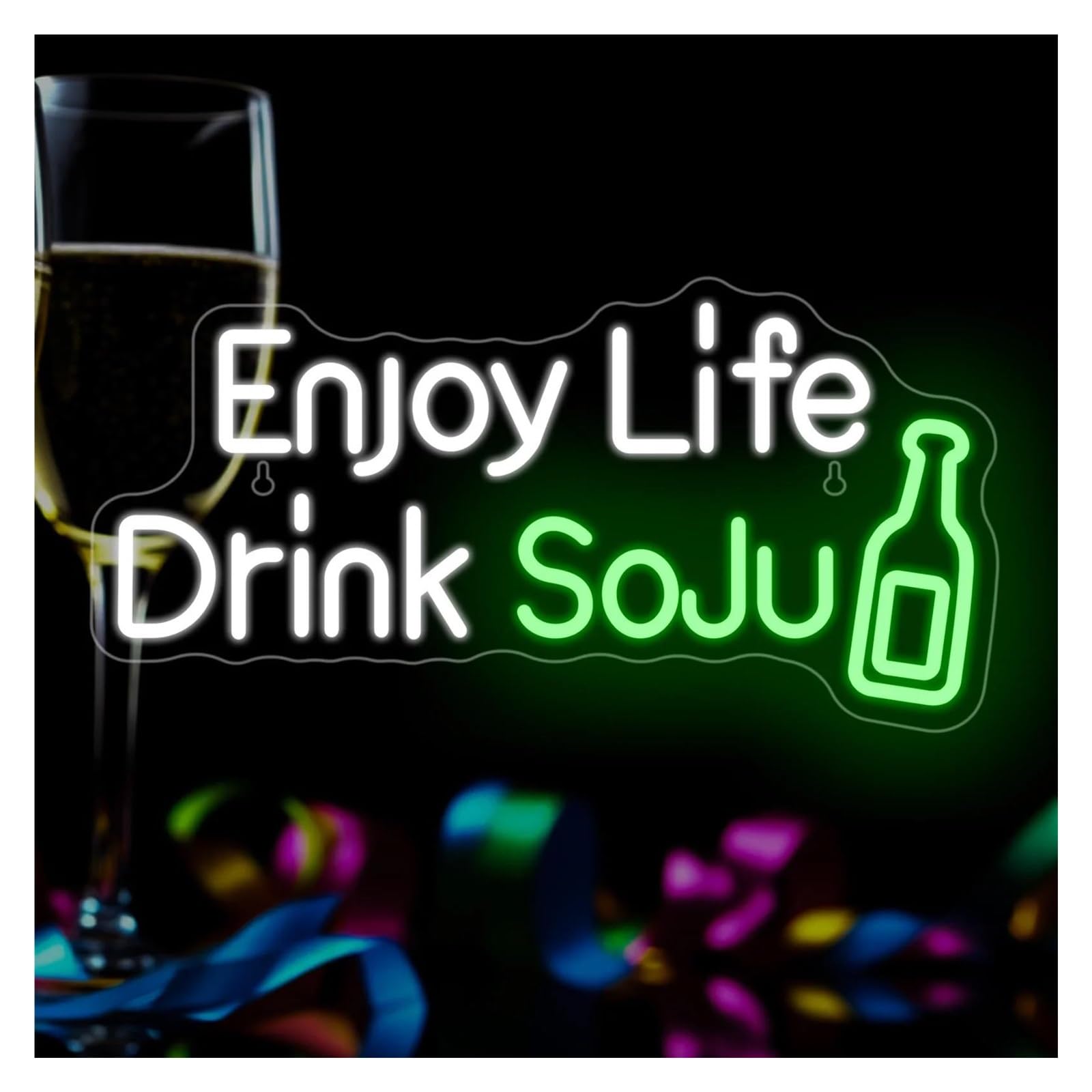 Sign Lamp Enjoy Life Drink Soju Neon Sign Beer Drinking Wine Lamp Wall Decor for Bars Restaurant Shopping Room USB Dimmable 21cmх42cm