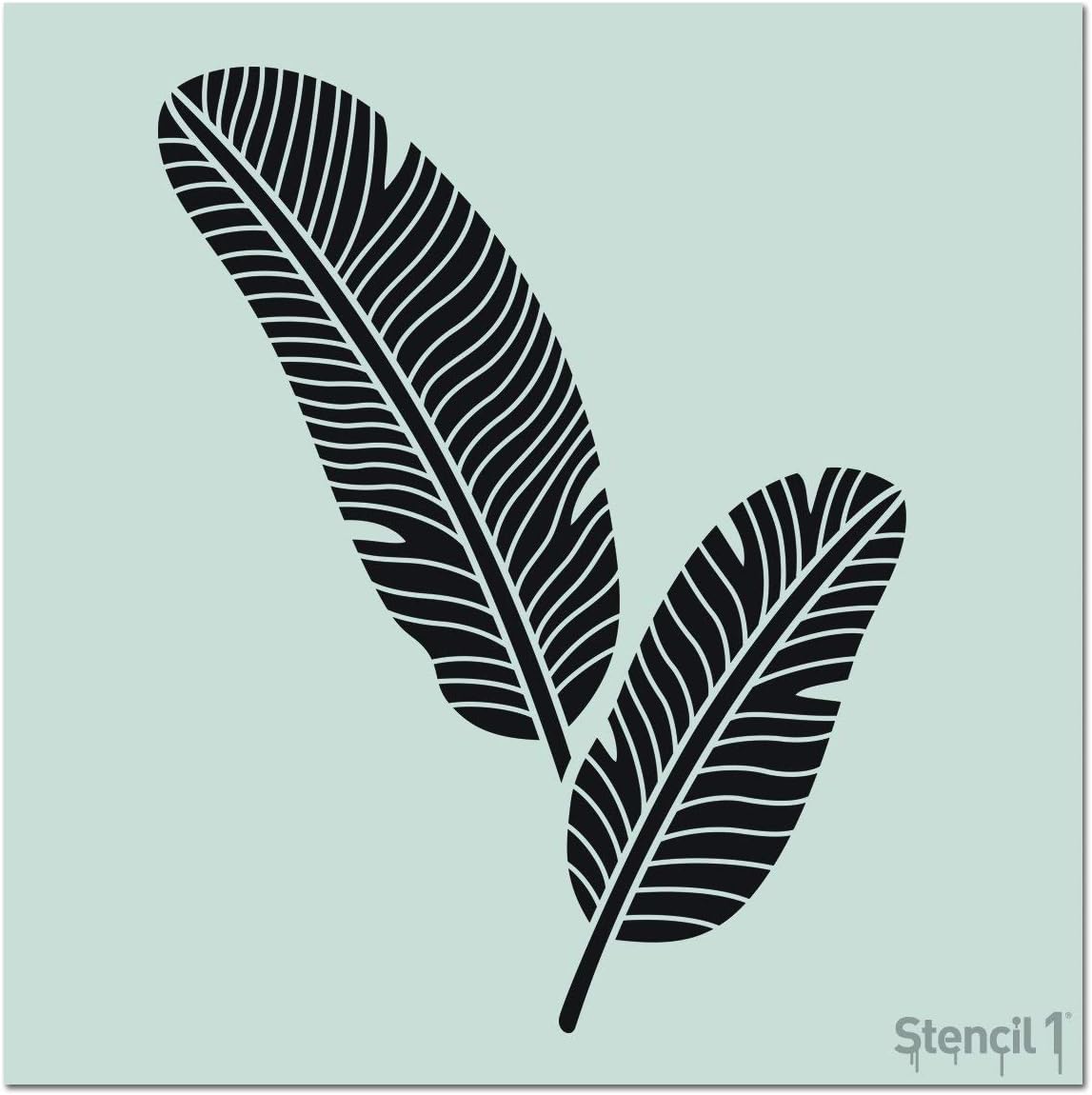 Stencil1 Banana Leaves Stencil Reusable Premium Quality Mylar Stencils for Painting Walls, Fabric, Furniture, Crafts, Decor - Allover Wallpaper Effects - 11" x 11”