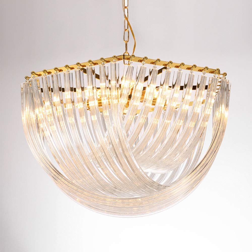 ZD-DZ Chandelier Perfect Postmodern Light Nordic Crystal Chandelier Living Room Model Room Restaurant Lighting Art Round Villa Hong Kong-Style Lamps D500*H380mm