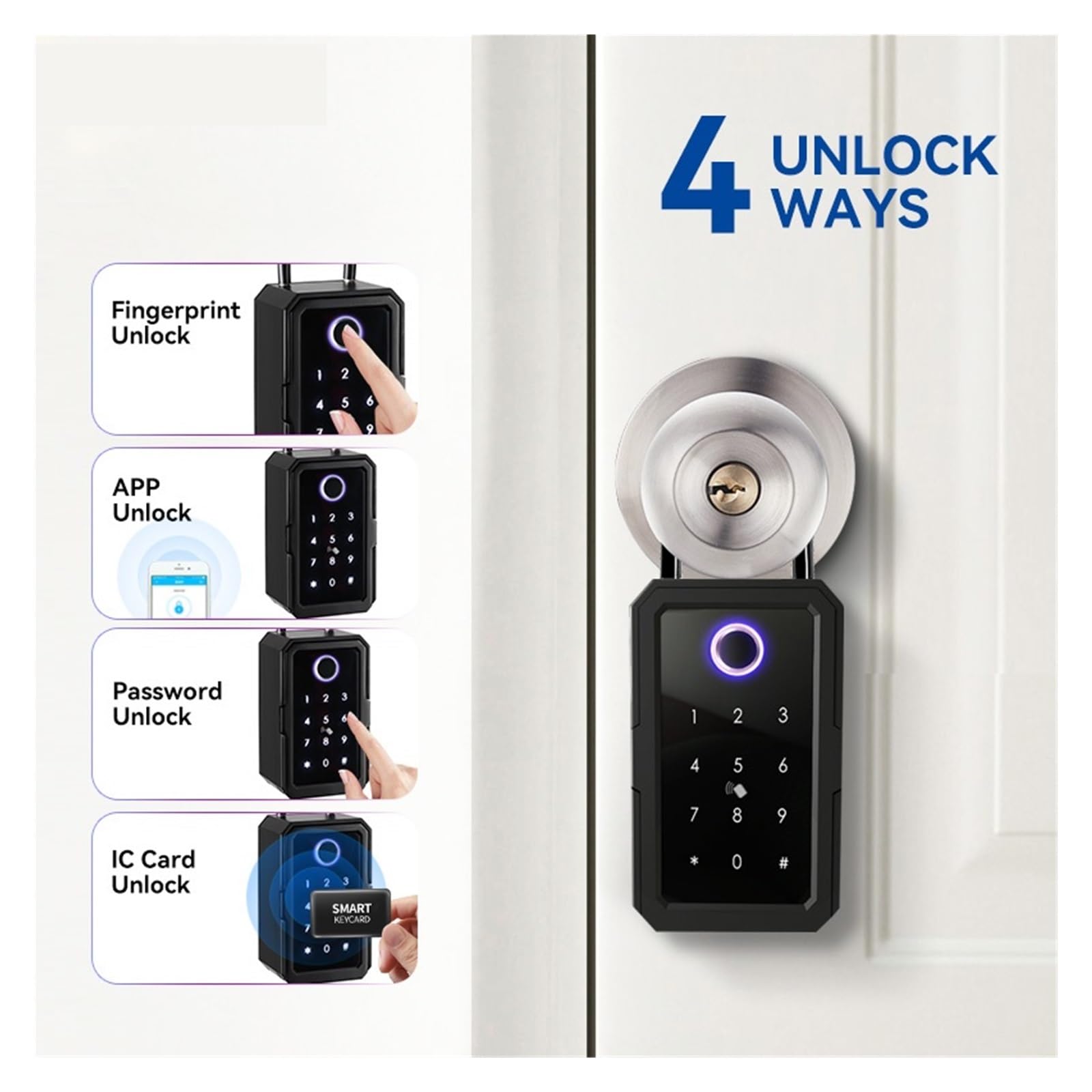 Cassaforte Piccola Cassette Di Sicurezza TTlock Password Smart Finrprint Digital Intelinte Tuya Cassette Di Sicurezza Elettroniche Portatili per casa, ufficio, hotel, viaggi(K3-TY)