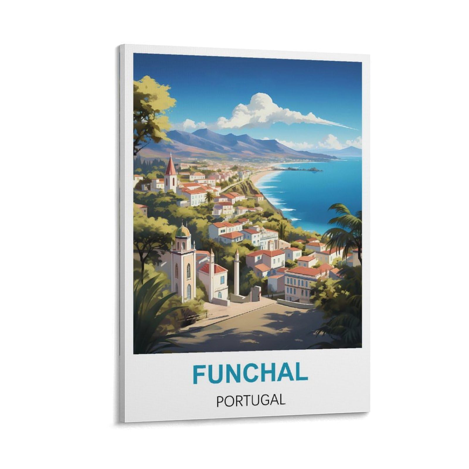 Xllyxygjq Frame-Style Funchal Portugal Vintage Travel Poster 08X12inch(20X30cm) Canvas Wall Art Poster Print Artwork Painting Picture For Home Decoration Living Room Office Bedroom