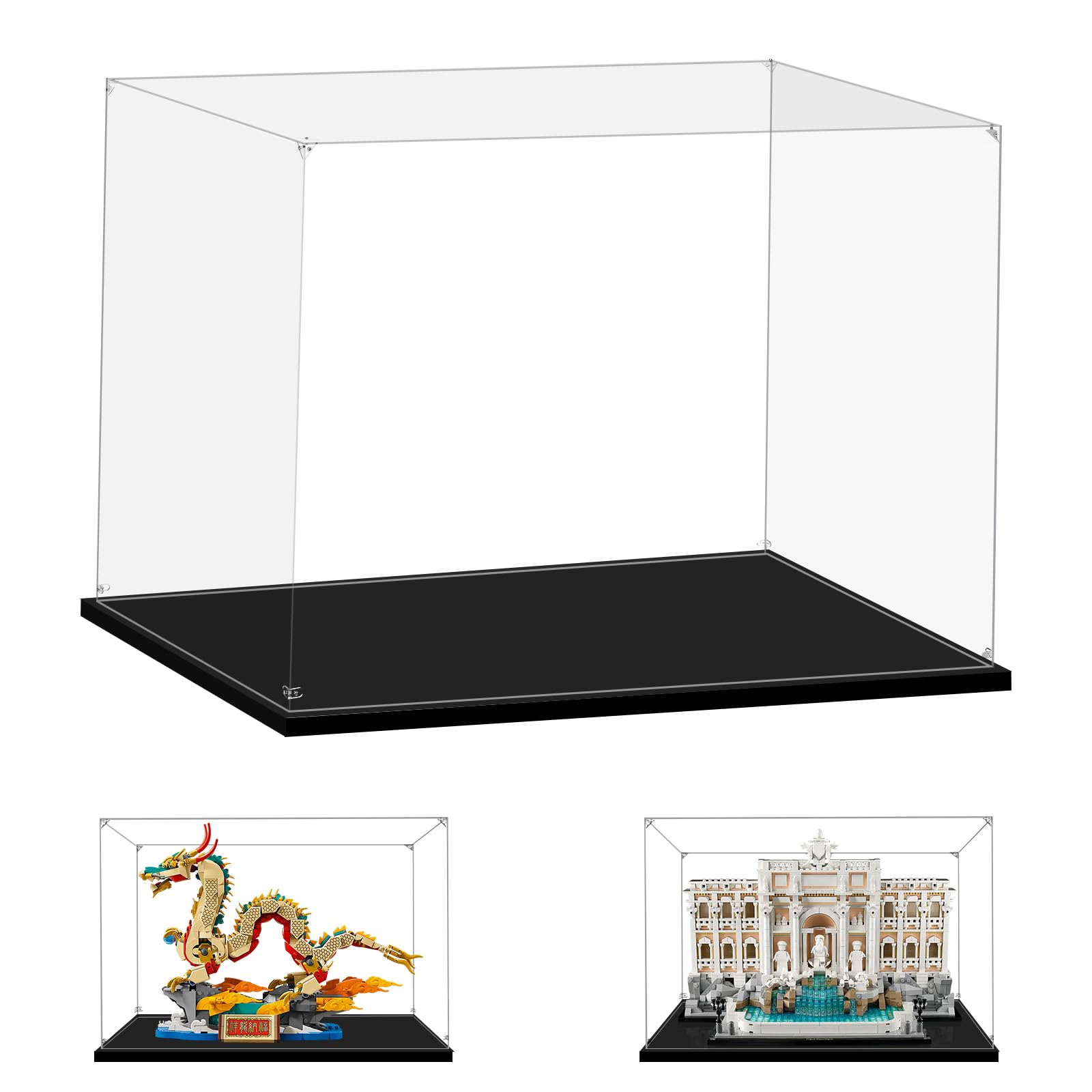 PIPART Display Case for Lego 21062 Trevi Fountain, 80112 Auspicious Dragon, 16.1x8.2x11.8inches (41x21x30cm), ONLY Display Case, Lego Model NOT Included