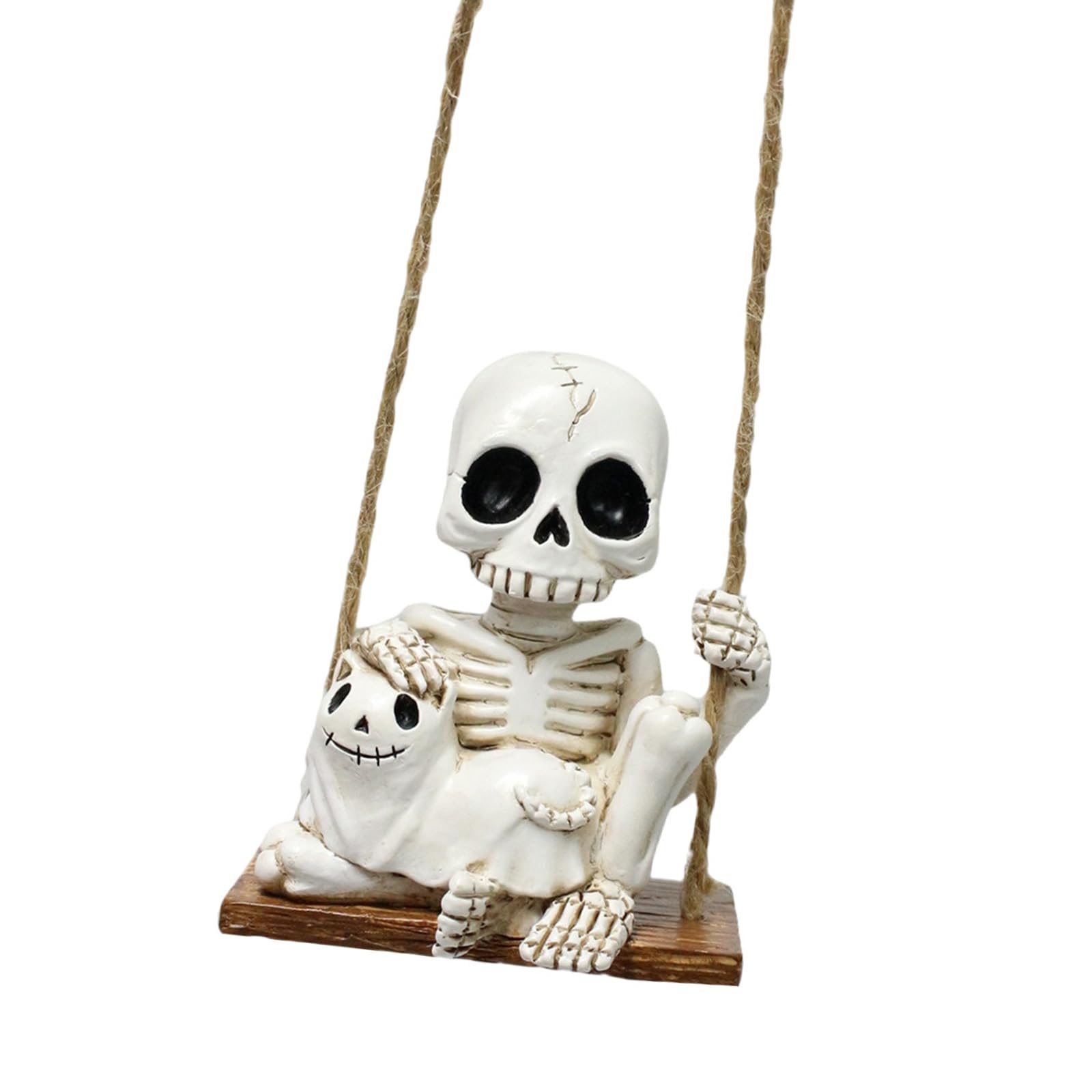 Xjdzineq Resin Skull Kitten Swing Ornament Skeleton Figure Hanging Decoration for Indoor and Outdoor Halloween Decorations Resin Ornaments