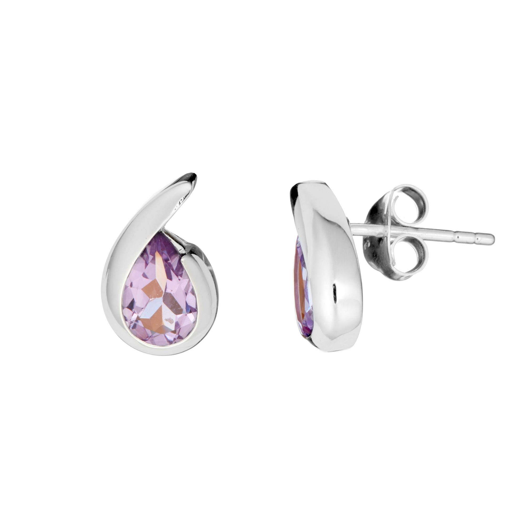 Boucles D'oreilles Silverly - Améthyste En Goutte - Argent 925 - Neuves Avec étiquettes