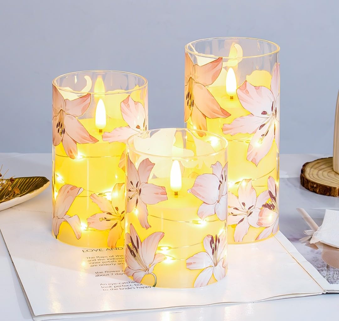Acrylic LED Pillar Candles - Flameless & Smokeless -9 Acrylic LED Pillar Candles - Flameless & Smokeless -9