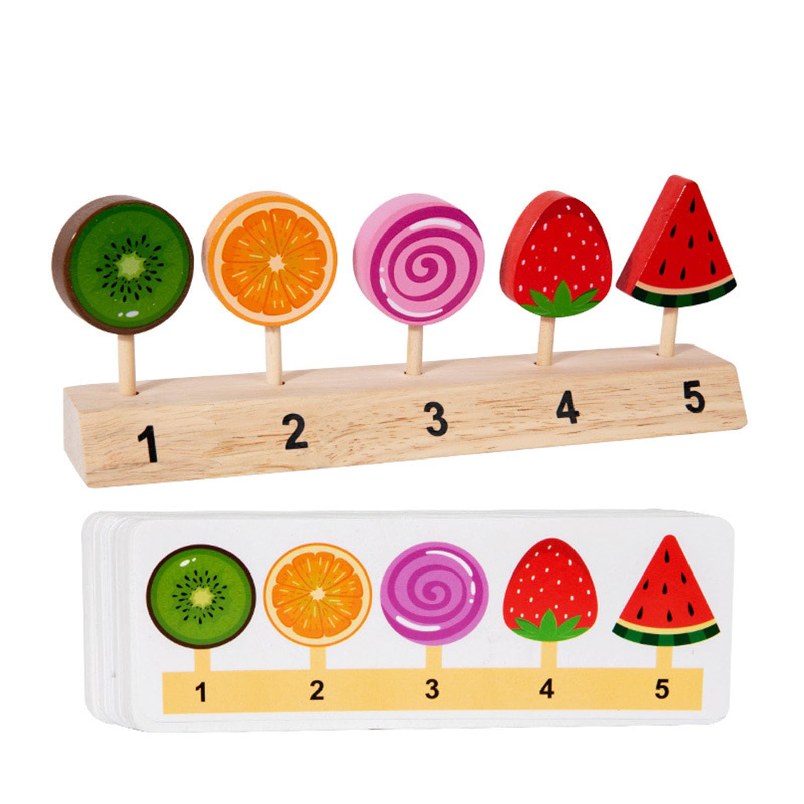 sszxmy Wooden Ice Cream Lollipop Sorting Matching Game, Pretend Play Food Toys for Toddlers,fruits