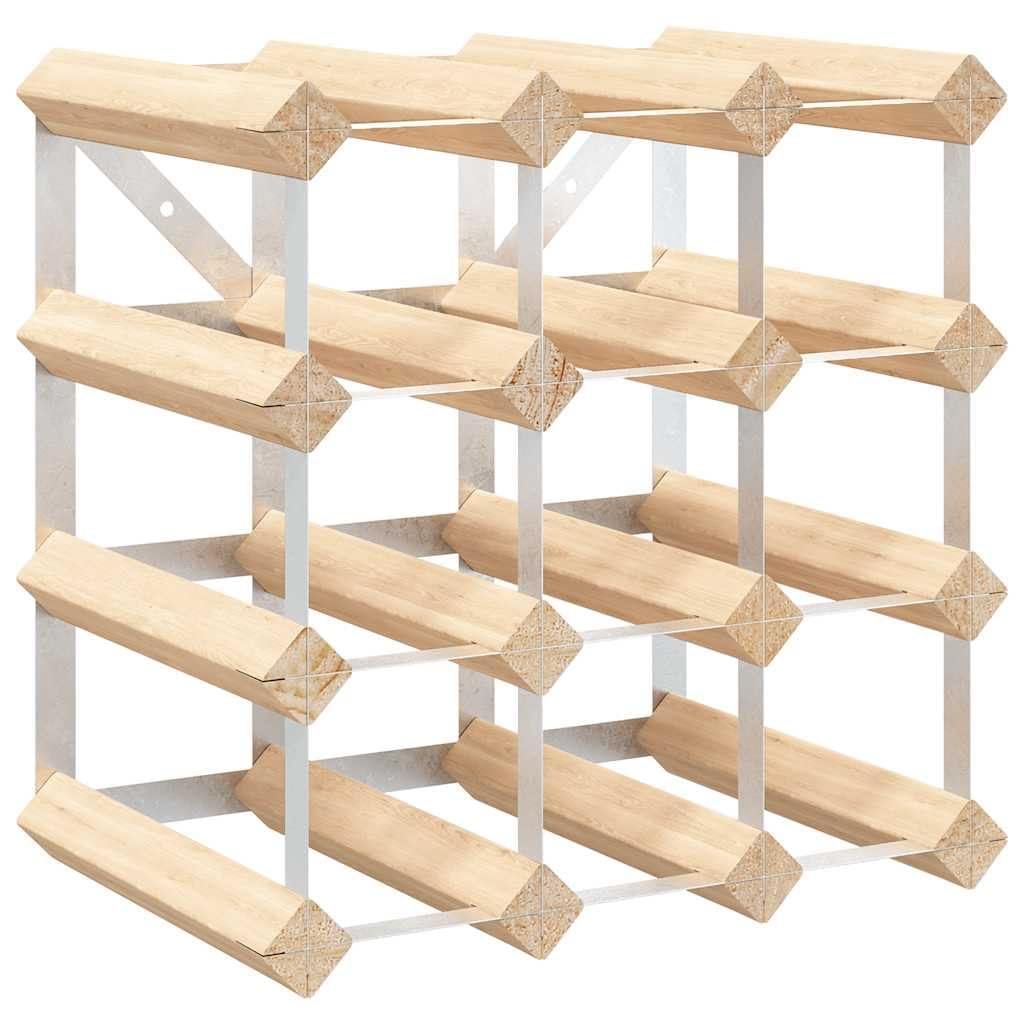 Portabottiglie in legno massello di pino per 12 bottiglie di stoccaggio alla moda Esposizione Design moderno Fascino rustico durevole acciaio zincato facile da montare cremagliera vino