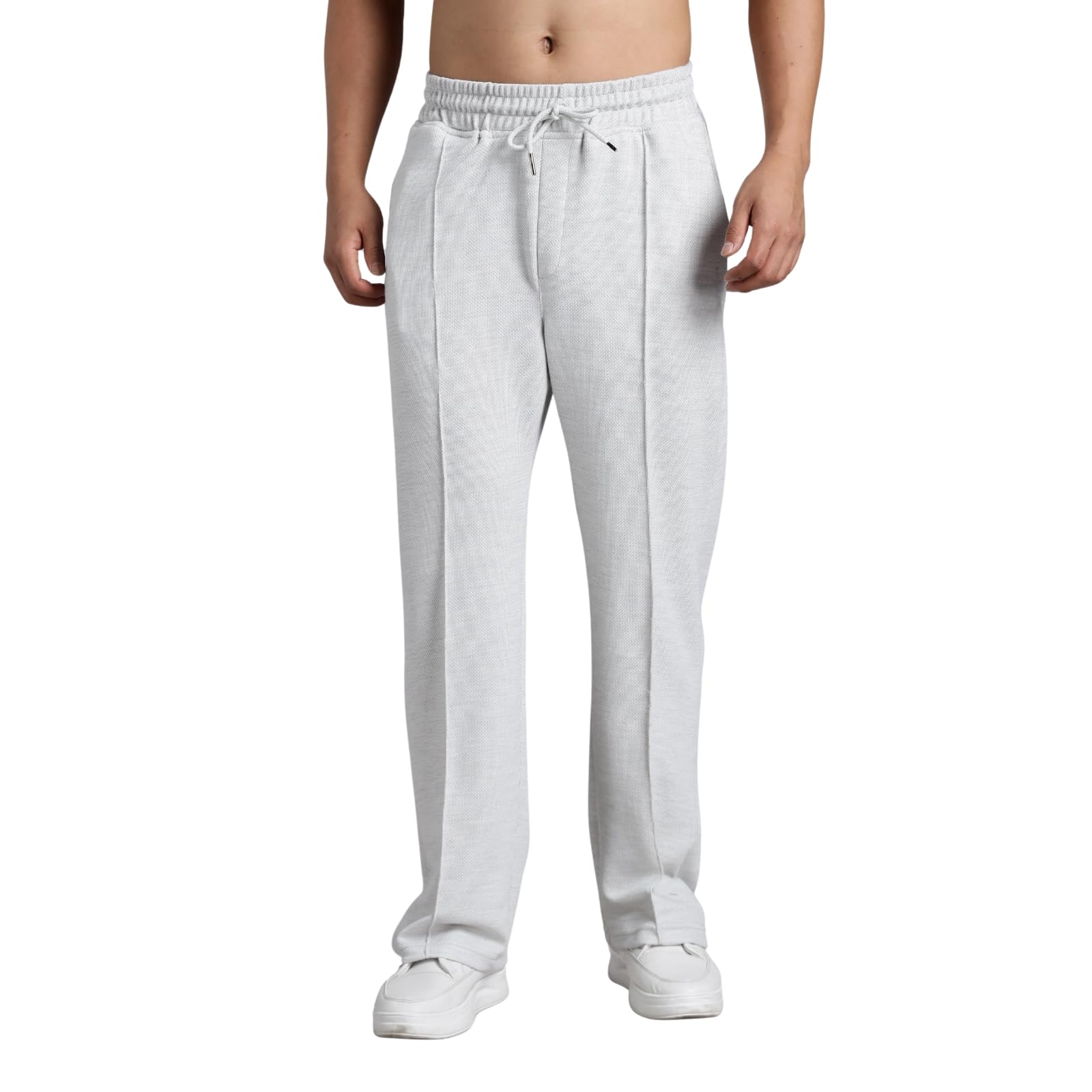 Men's Melange ACRU Trouser | Regular Fit Casual Lounge Pants | Soft & Breathable Fabric | Elastic Waist with Drawstring | Comfortable Everyday Wear | Light Grey-image-44