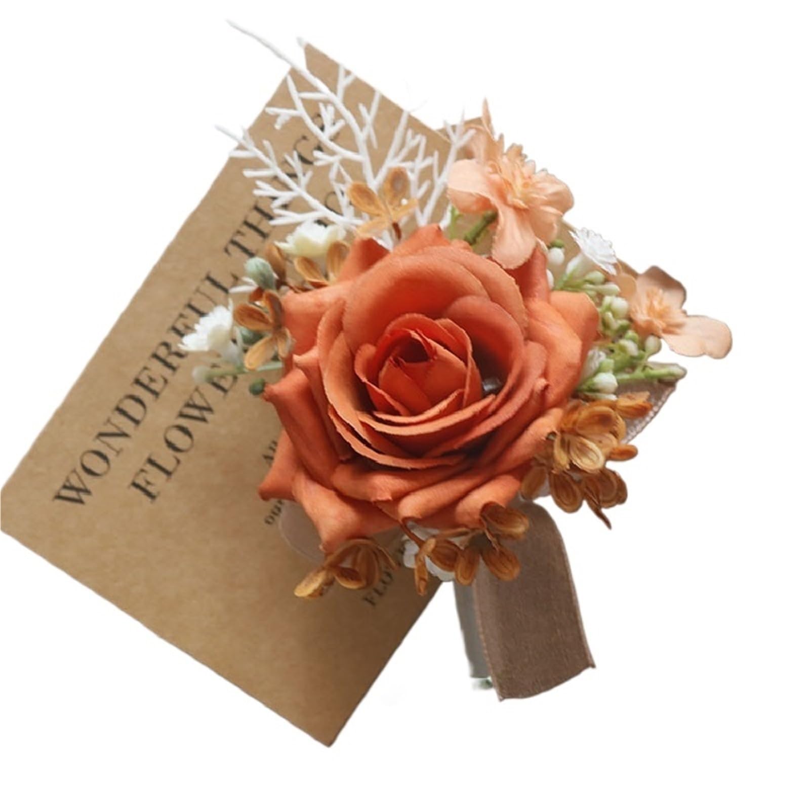 Ansteckblume BräUtigam Hochzeit Blumenstrauß Künstliche Blume Geschäftsfeier Eröffnungsgast Corsage Boutonniere Überreichte Orange | Handed flower