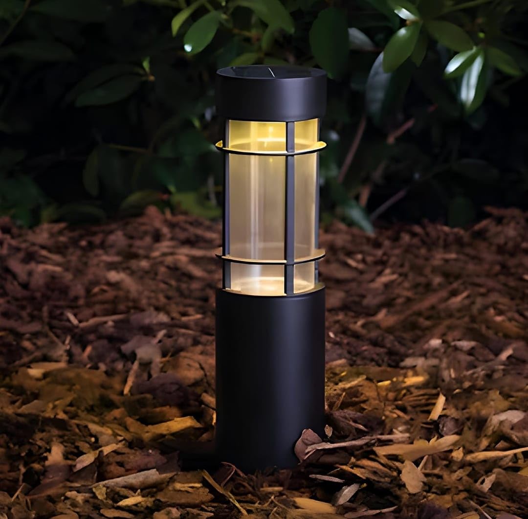 solar bloom - solar led pathway lamp light bis approved ip65 waterproof bollard landscape lamp with 800mah aa ni-mh battery & panel decoration spotlight for walkway garden yard(pack of 1, ww)