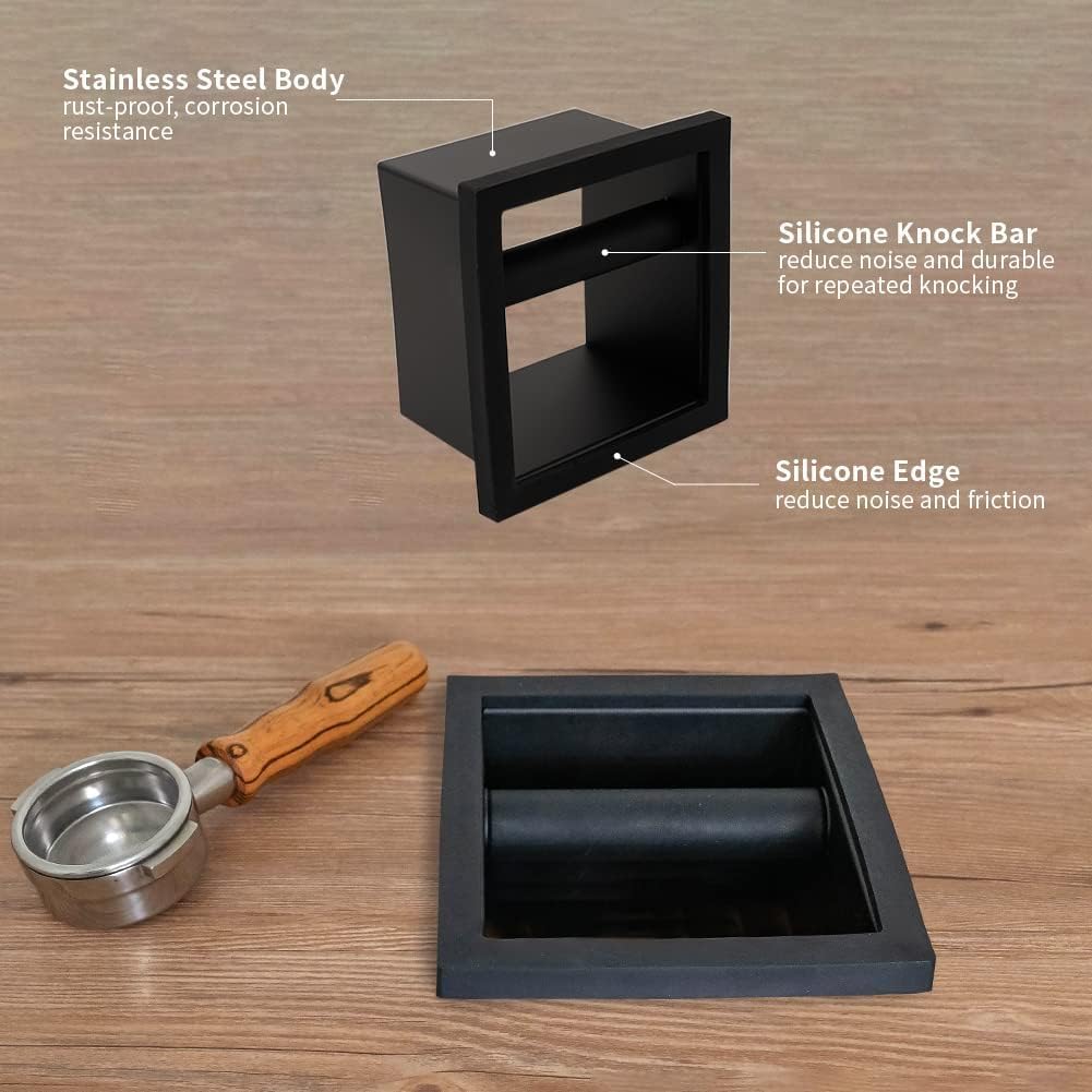 watchget Bodenlose Espresso-Klopfbox, integrierter Kaffee-Gemahlbehälter