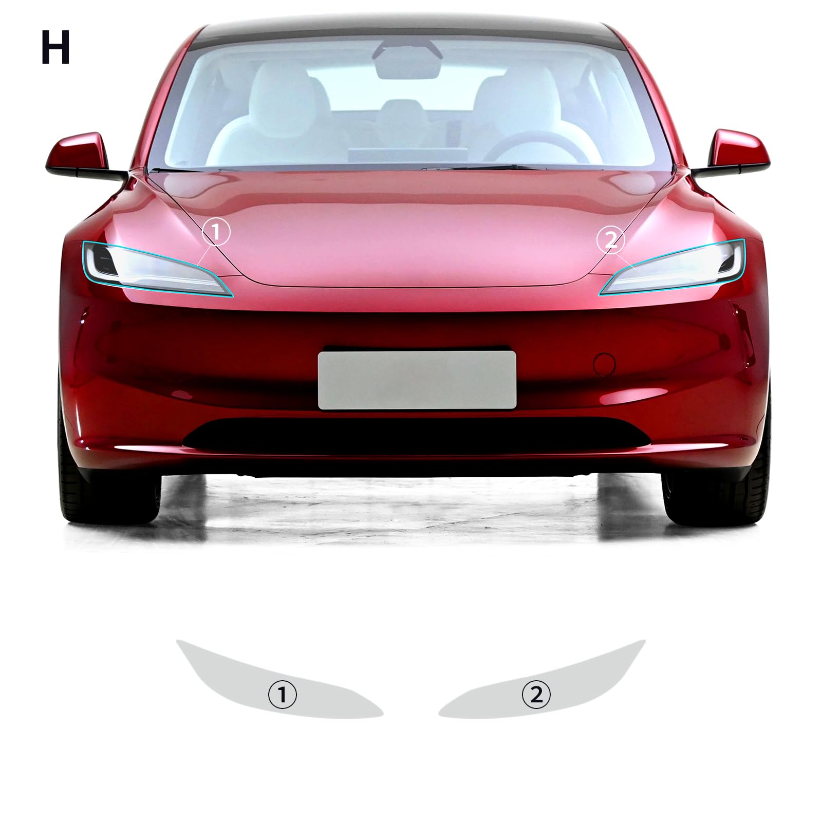 Pellicola Protettiva TPU Per Tesla Model 3 Highland 2024 | Fari Anteriori | 8,5 Mil, Autoriparante, Kit Di Installazione Incluso (2 Pezzi) - 3