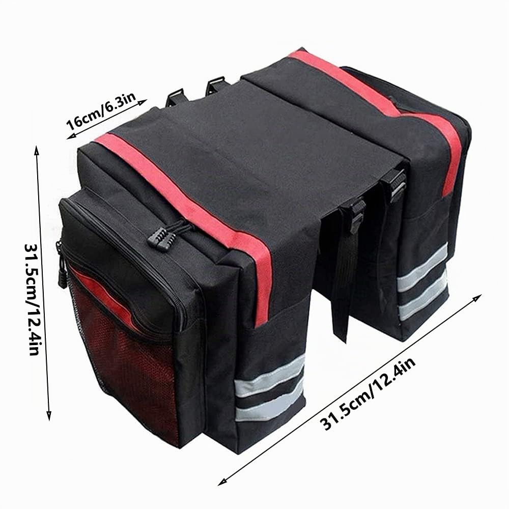 Borsa per bicicletta, Doppia Borsa Posteriore Bici, Impermeabile, per Viaggi, Quotidiano, Campeggio, Rosso