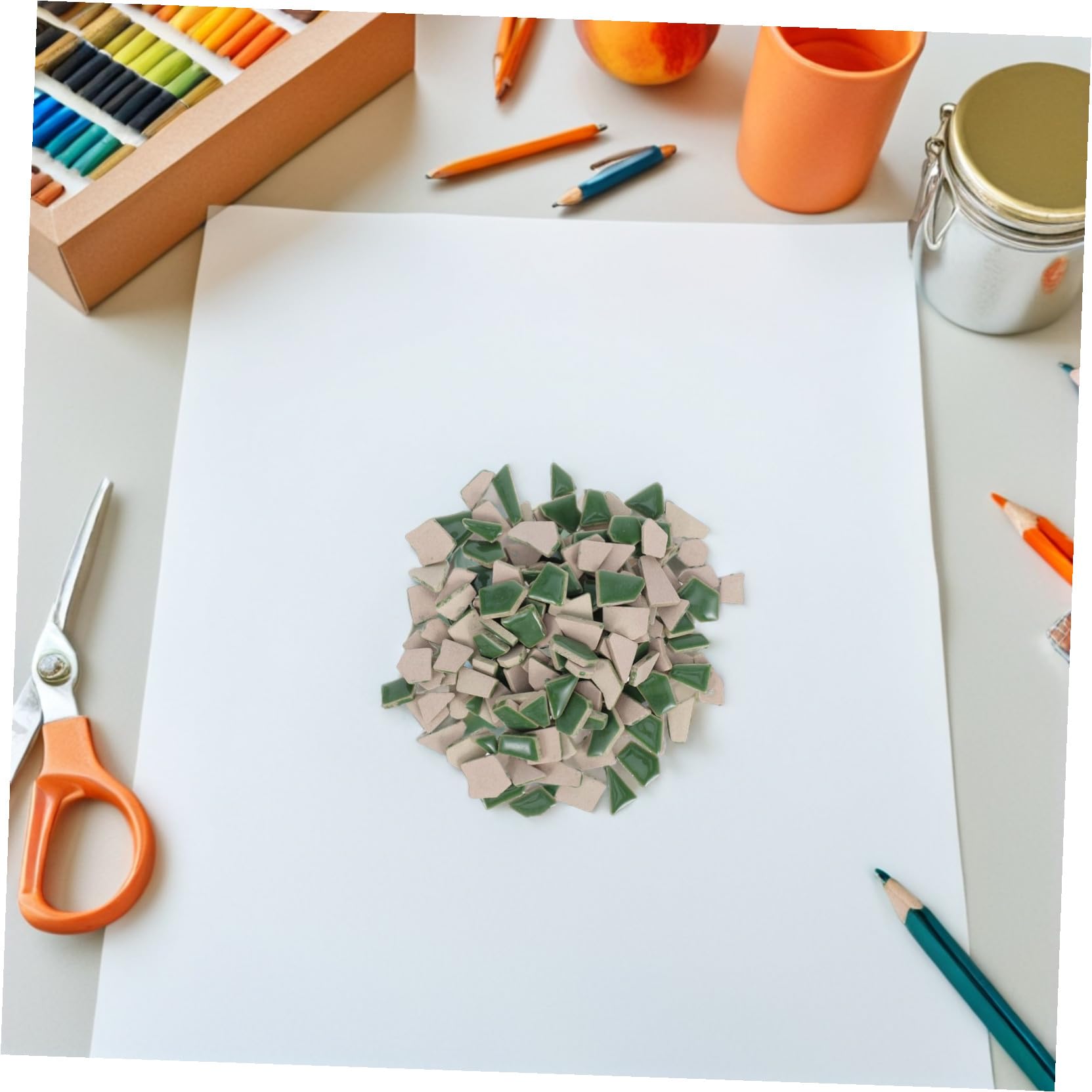 Piastrelle di Mosaico in Ceramica Irregolari Verdi 400g, 1 Confezione