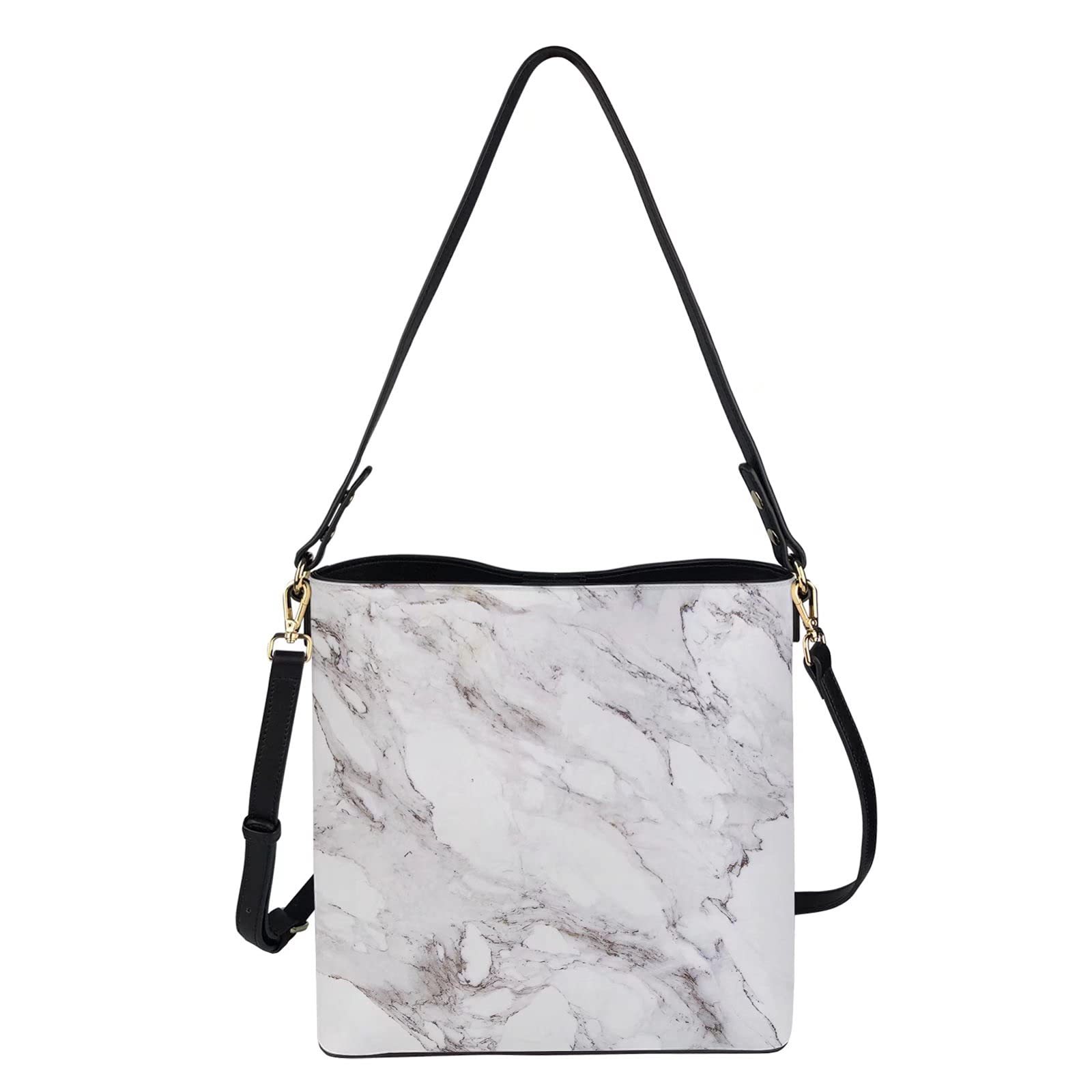 chaqlin Torby crossbody torba wiaderkowa damska damska torebka na ramię skóra PU podróżne zakupy praca torby kurierskie, biały marmur, Rozmiar Uniwersalny