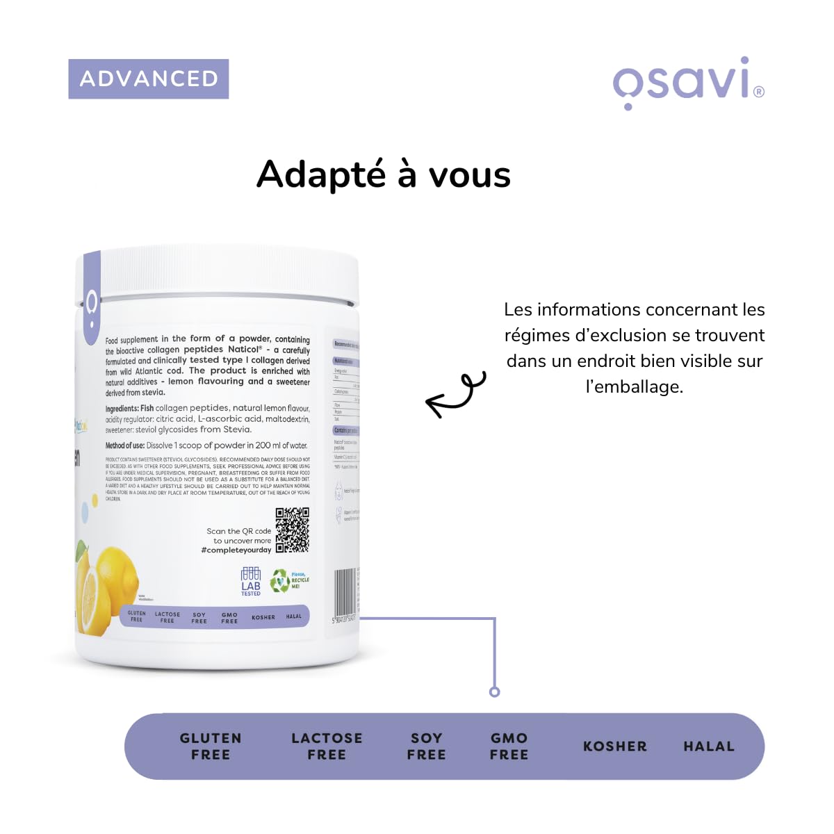 Osavi Marine Collagen Wild Cod, Lemon - 360g