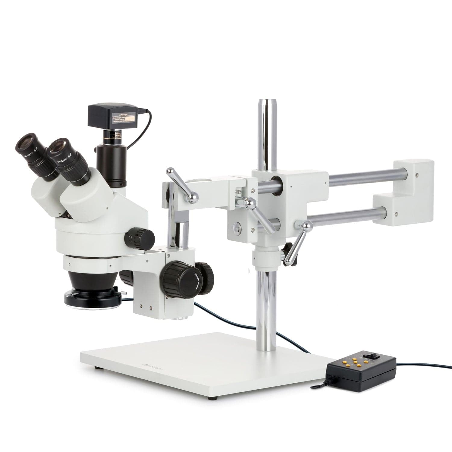 AmScope 3.5X-90X Trinocular Stereo Microscope with 4-Zone 144-LED Ring Light + 18MP Camera