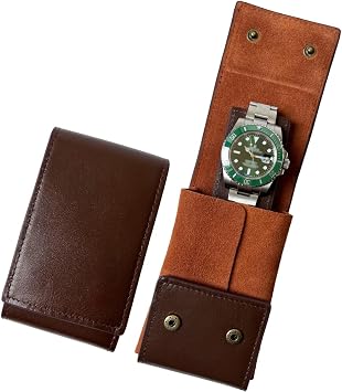 Leather Watch Case, Watch Travel Pouch, Single Watch Box for men and women, Luxury Watch Organizer, Watch Storage Brown