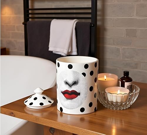 Miniatura 7 de AlphaDesignLuxe Portavelas italiano hecho a mano, jarrón de arte moderno con diseño de cara femenina, elegante tarro de aromaterapia para decoración