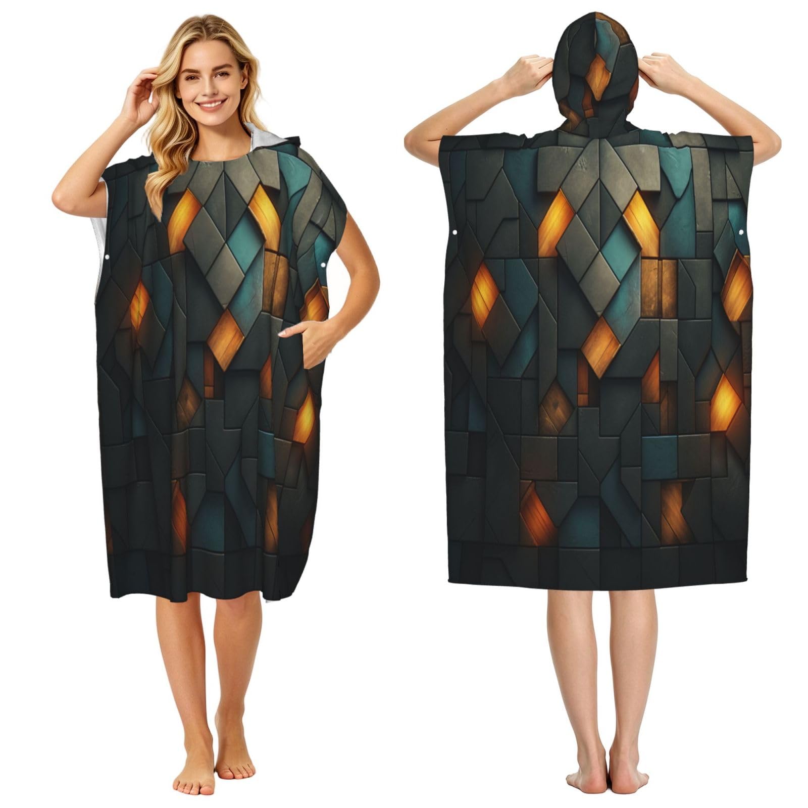 DTHKJNLSF Abstract Wall Adult Hooded Beach Poncho Towel