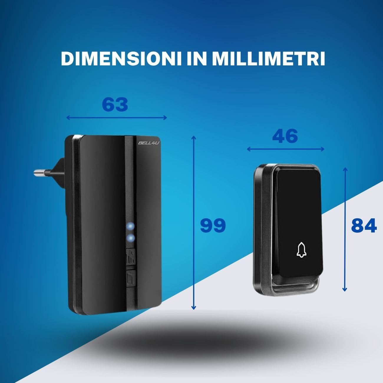Campagnelli Wireless - Bell4U - Campagnelli Portatile Esterno - 51 Suonerie - Indicatori LED - 50M Operativo a grande Distanza - 4 Volumi Selezionabili - 1x Trasmettitore e 4x Ricevitore