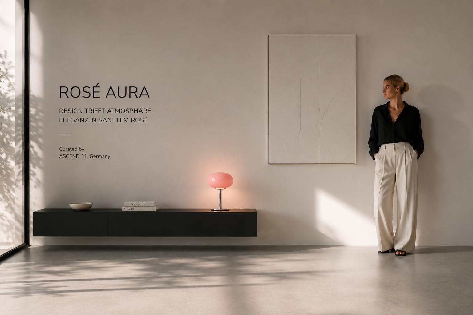 Rosé Aura – Moderne Design-Tischlampe aus Metall & Glas – Rosa Pilzlampe Ø 20 cm – 28 cm Höhe – Elegante Deko-Leuchte für Wohnzimmer, Schlafzimmer & Sideboard