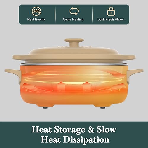 Miniatura 4 de Olla de cocción lenta programable de 4 cuartos de galón con programación flexible y fácil, olla multicocción Claypot 8 en 1, bandeja extraíble,