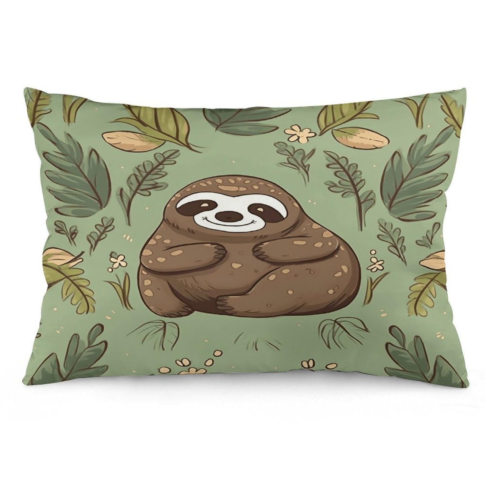 Wsoihfec Style Sloth On The Grass Throw Pillow Covers Decorative, Pillow Cases Soft Plush, Modern Farmhouse Boho Cushion Cover For Bed Couch Sofa Living Room Spring Decor12 X20