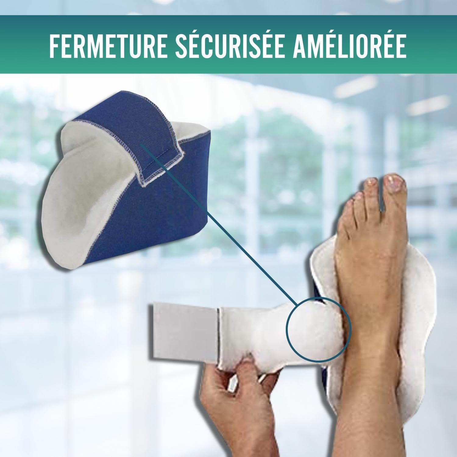 OrtoPrime Paire de pistes anti-escarres bleues 2 pièces - Protège-talons + coudes prévention ulcères et plaies - Talons anti-escarres universels - Coussin anti-escarres pieds doux + confortable