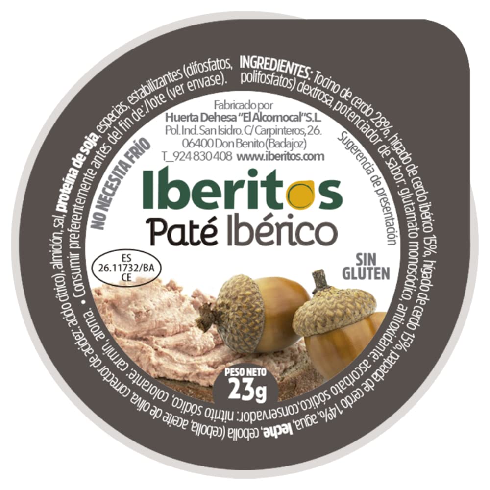 Iberitos - Paté Ibérico - Ideal para Untar Tostadas, Bocadillos, Cocinar - Ingredientes Selectos - Sin Gluten - Producto Fabricado en España - 10 Cajas de 5 Monodosis x 23 Gramos