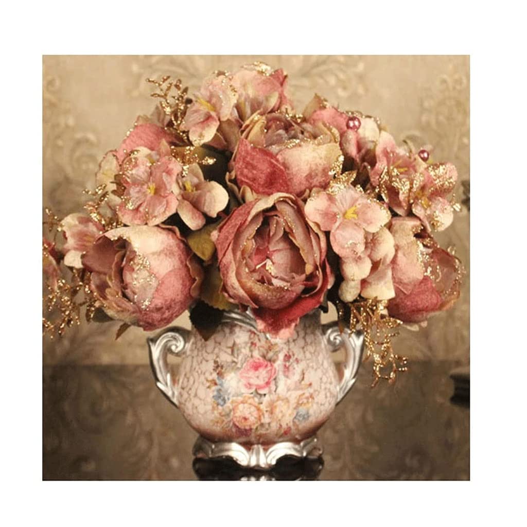 MYUYEE Artificial Flowers For Decoration Artificial Flowers Roses Silk Flower Arrangements Artificial Flower Arrangements With Vase Arrangement Wedding Bouquet Artificial Flower(Wit-E)