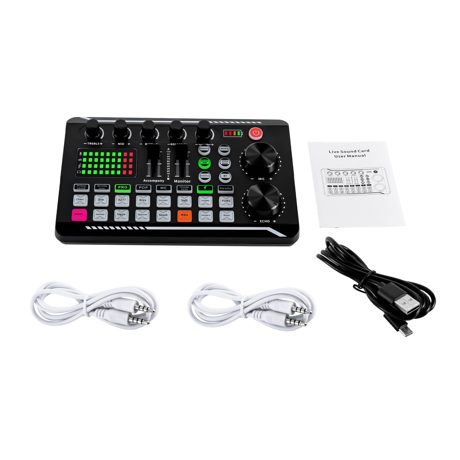 Scheda audio Live Sound Effects Board, F998 Bluetooth Stereo Audio Mixer con effetti DJ mixer e cambio vocale, microfono per Youtube Live Streaming PC, studio di registrazione e gaming