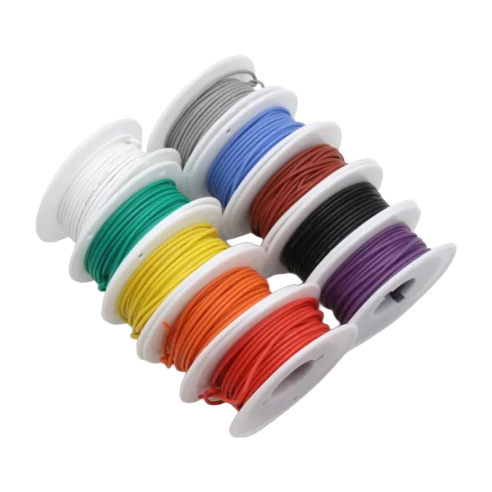 Kabel miedziany izolowany z gumy silikonowej z cewką 30/28/26/24/22/20/18/16AWG (czerwony, 5 rolek; 18AWG 10 m na rolkę)