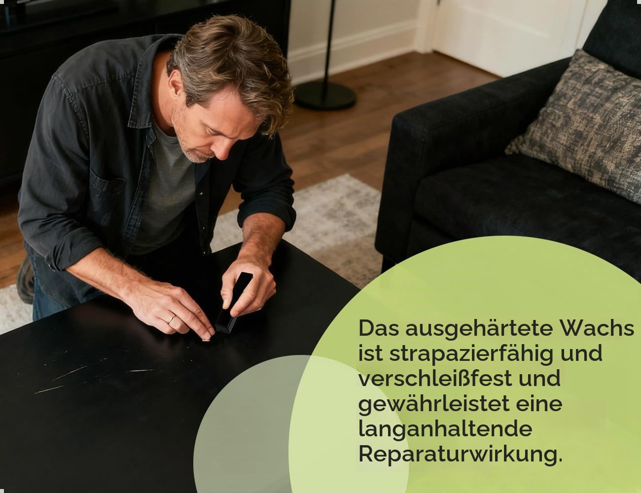 Möbel Reparatur Wachs,Parkett Laminat Reparatur Hartwachs,Beheizbar - Schwarz