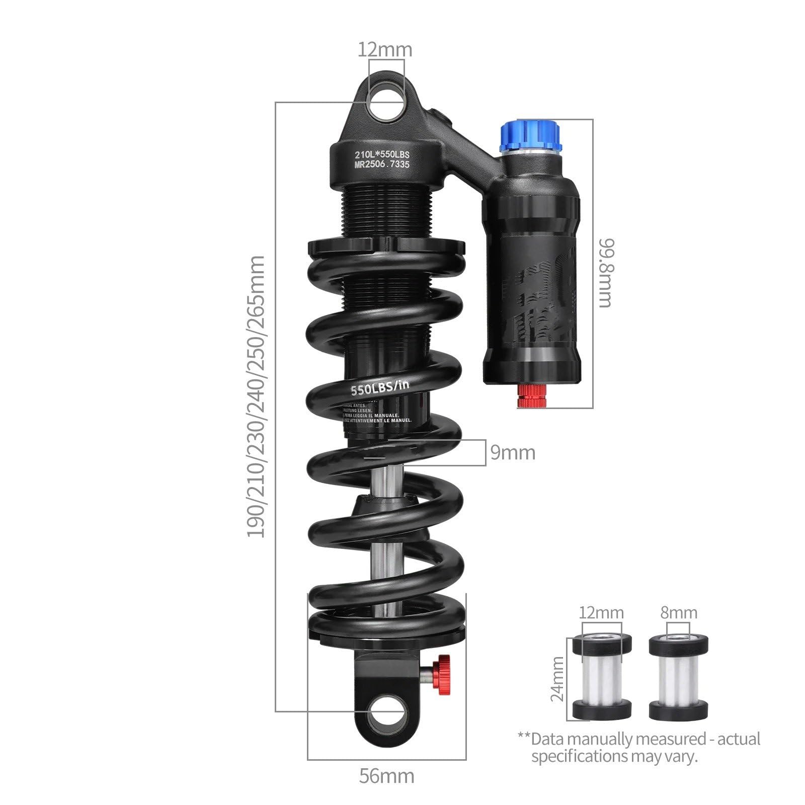 Amortiguador gas presión puntal trasero Amortiguador Resorte RCT2 Para Bicicleta Montaña (190Mm 210Mm 230Mm) Con Ajuste Presión Aire Amortiguación, DH XM MTB.(240mm)