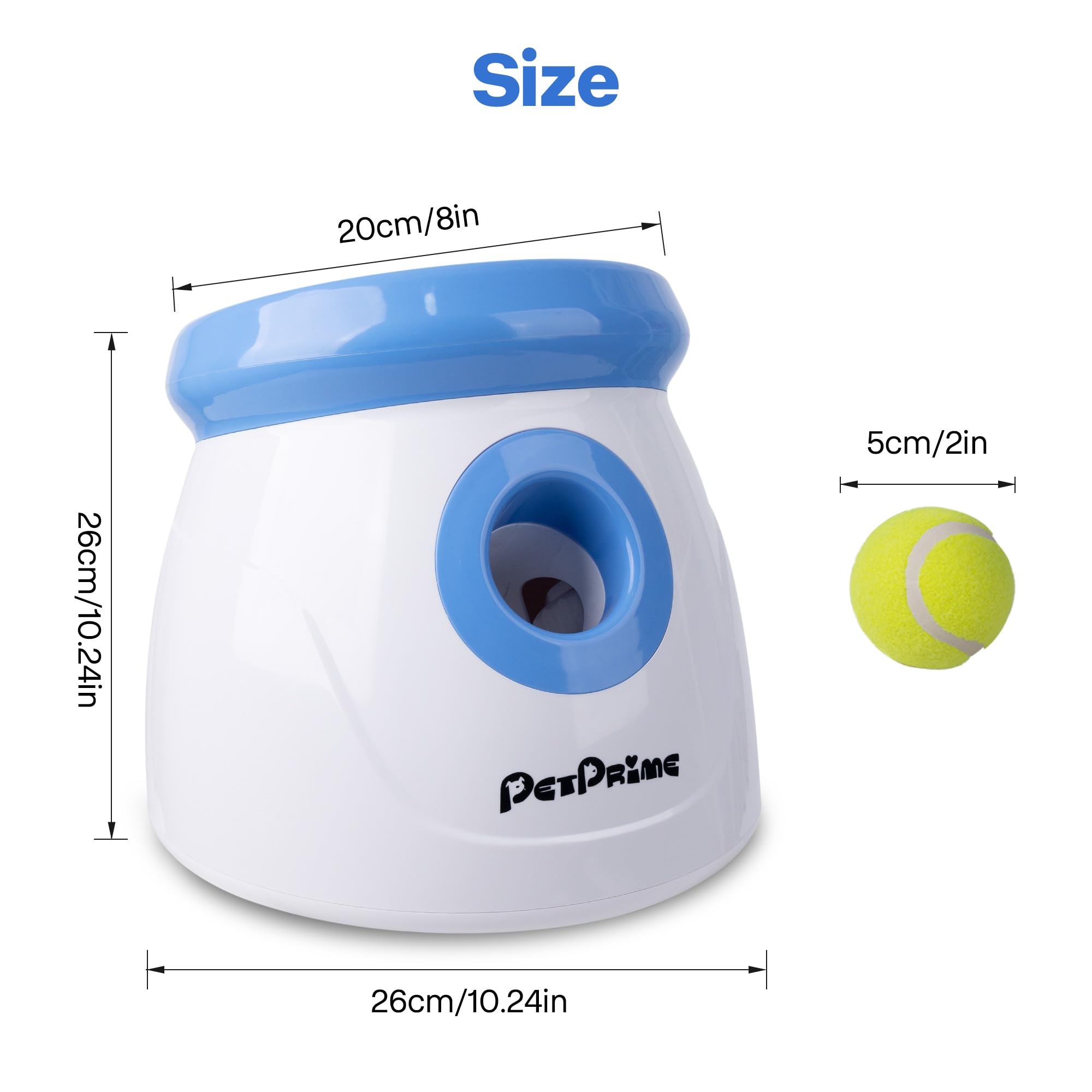 Pet Prime Lanzador automático de pelotas para perros, máquina interactiva de búsqueda de perros, juguete para mascotas, 3 pelotas de tenis para perros, juego de lanzamiento incluido para interiores y