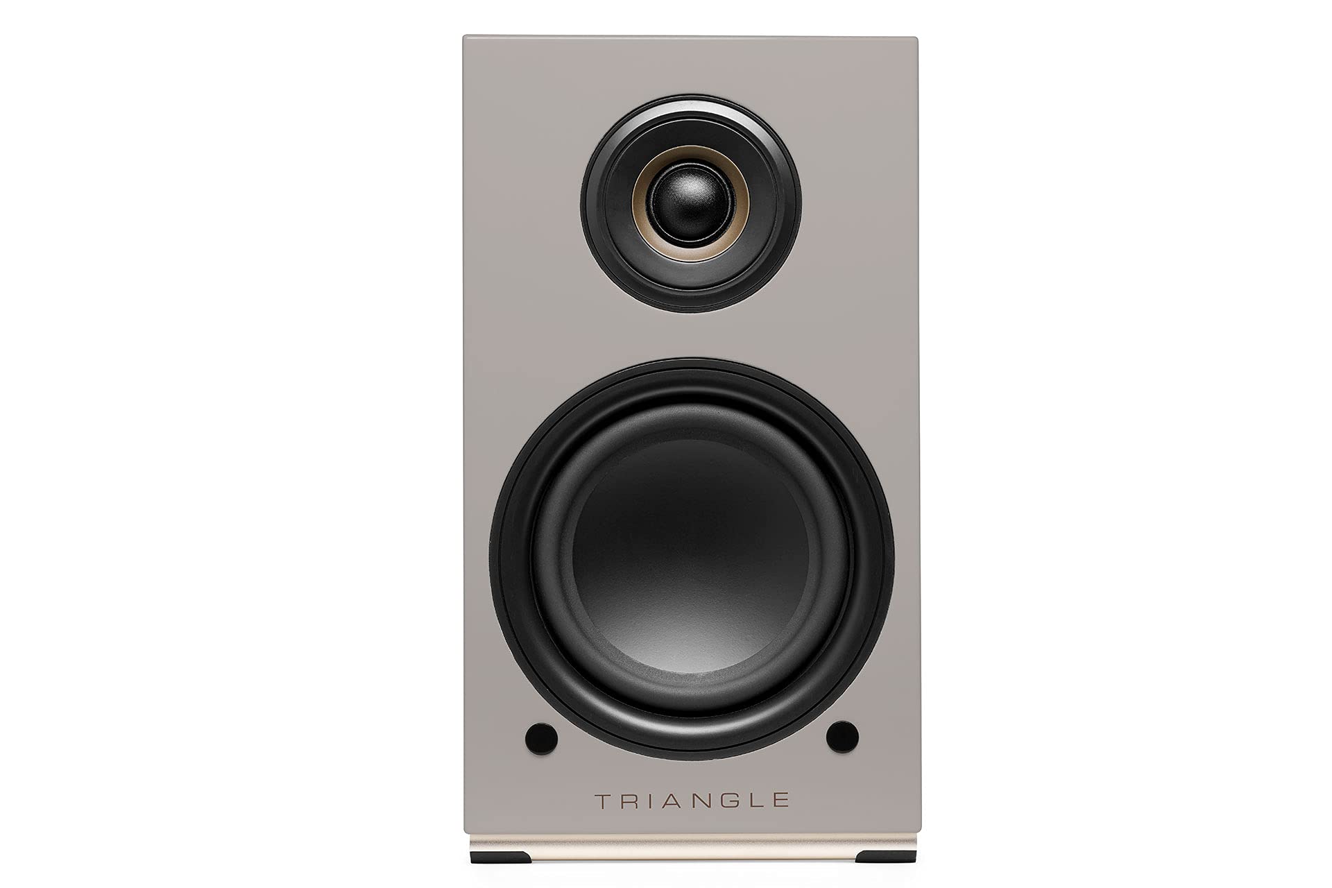 Triangle - Enceintes Actives AIO Twin - Enceintes Bibliothèque Wi-FI & Bluetooth avec Amplificateur 2x50W - Audio HD - Entrées Phono/Platine + TV Optique - 165 x 304 x 235 mm - Gris Lin (Paire)