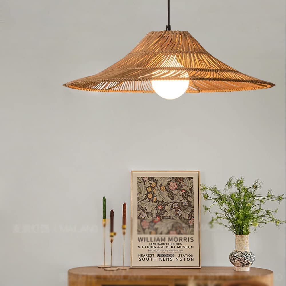 Lámpara de Techo, Lámpara Colgante Retro Tejida a Mano E27 de 1 lámpara con diseño Personalizado de ratán, lámpara Colgante de Techo de bambú for Comedor, Sala de Estar, casa de Familia, iluminación