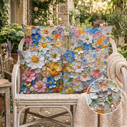 Housse de coussin 45x45cm lot de 4 en lin imperméable C-O34