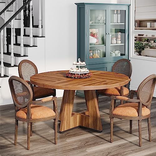 Tribesigns Round Dining Table for 4, 47 Inch Farmhouse Kitchen Table Small Dinner Table Wood Kitchen Dinning Table for Dining Room Kitchen,Living Room - Thumbnail 4