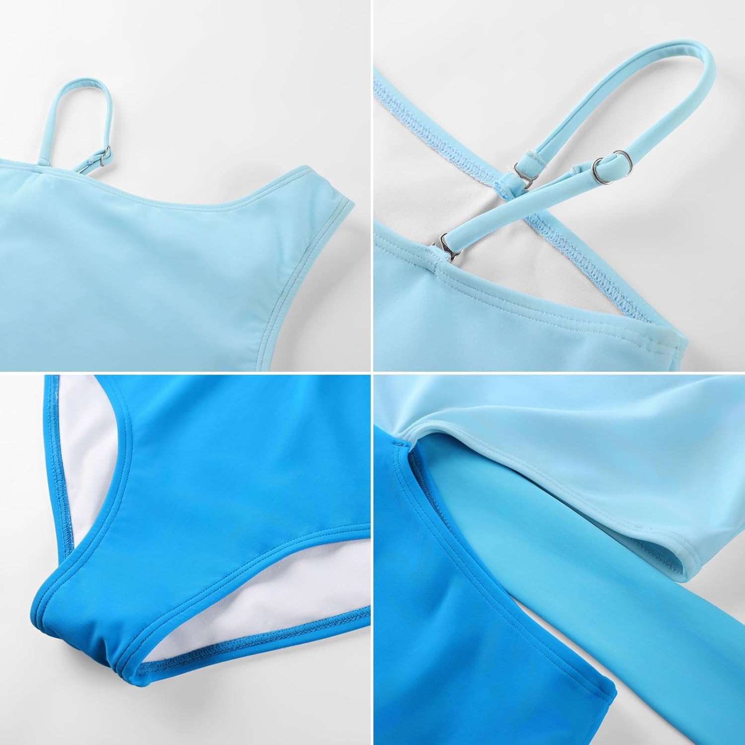 GRACE KARIN Girls One Piece One Shoulder Swimsuits Kids Cutout Waist Bathing Suits with Kimono Contrast Color Swimwear 6-14 - Image 5