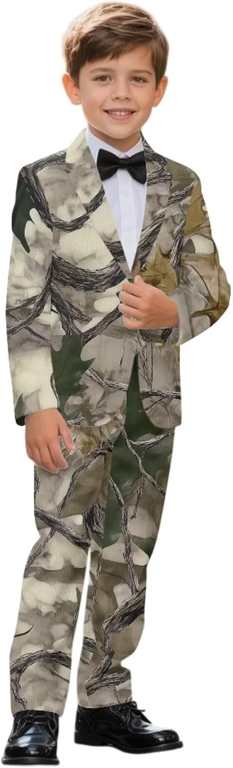Camo Branches Boys' 2-Piece Suit Set Boys Dress Suit 6-12 Years