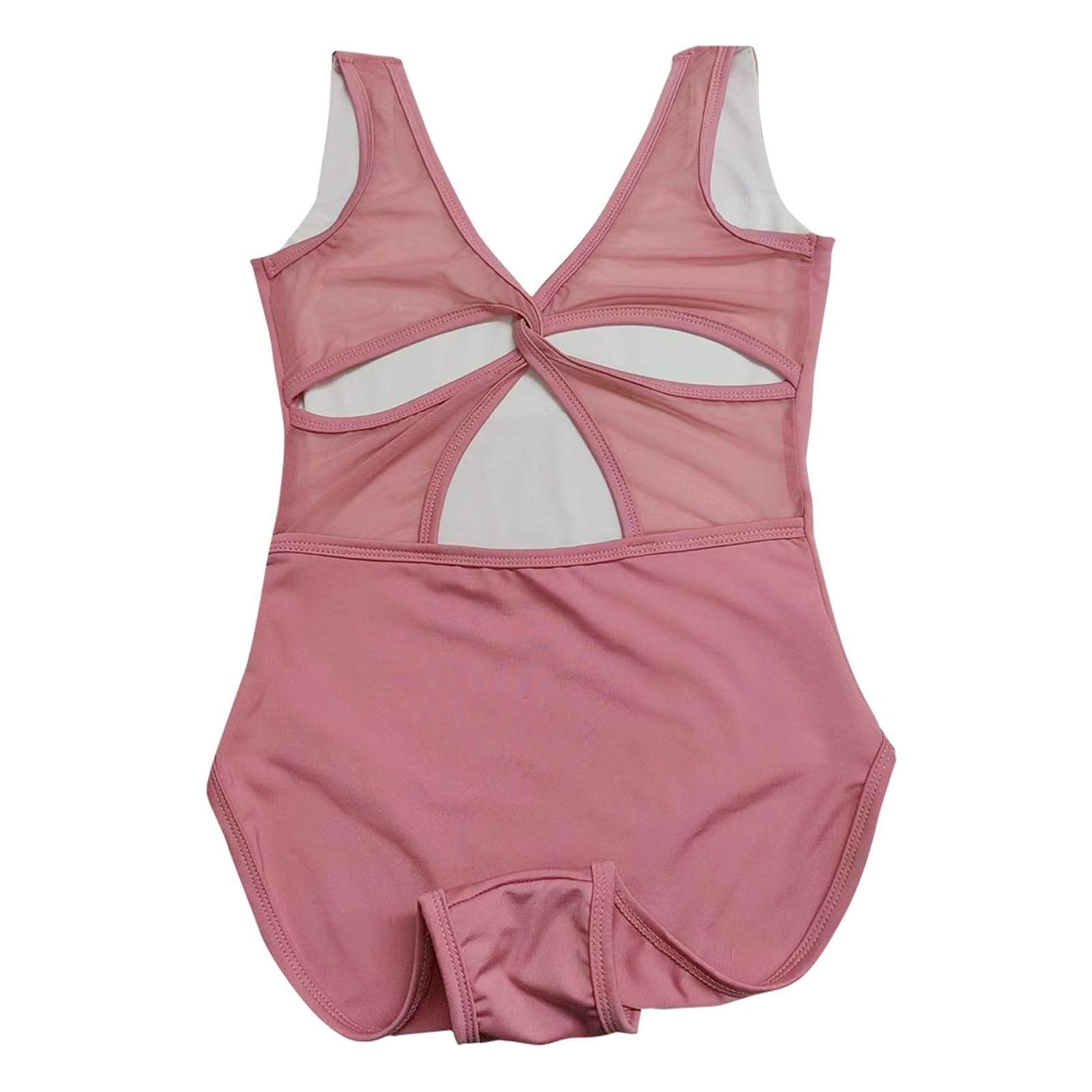 Justaucorps de Ballet Justaucorps de Ballet for Femmes, Manches Trompette, Justaucorps de Danse, col Montant, Maille plissée, épissure, Justaucorps de Gymnastique for Femmes(Pink,L)