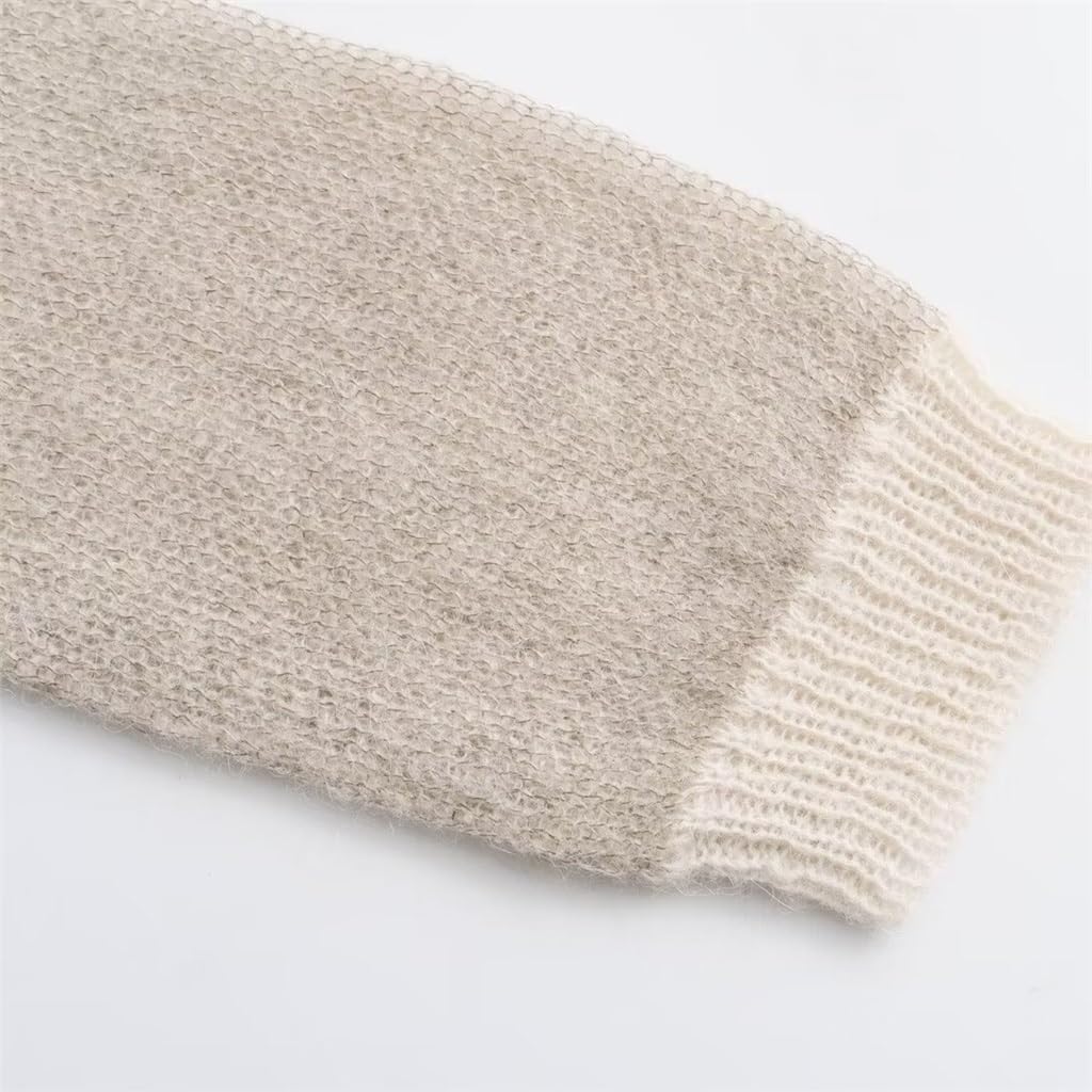 Spring Temperament V-Neck Slim Long-Sleeved Colorblocking Knitwear Jacket for Women